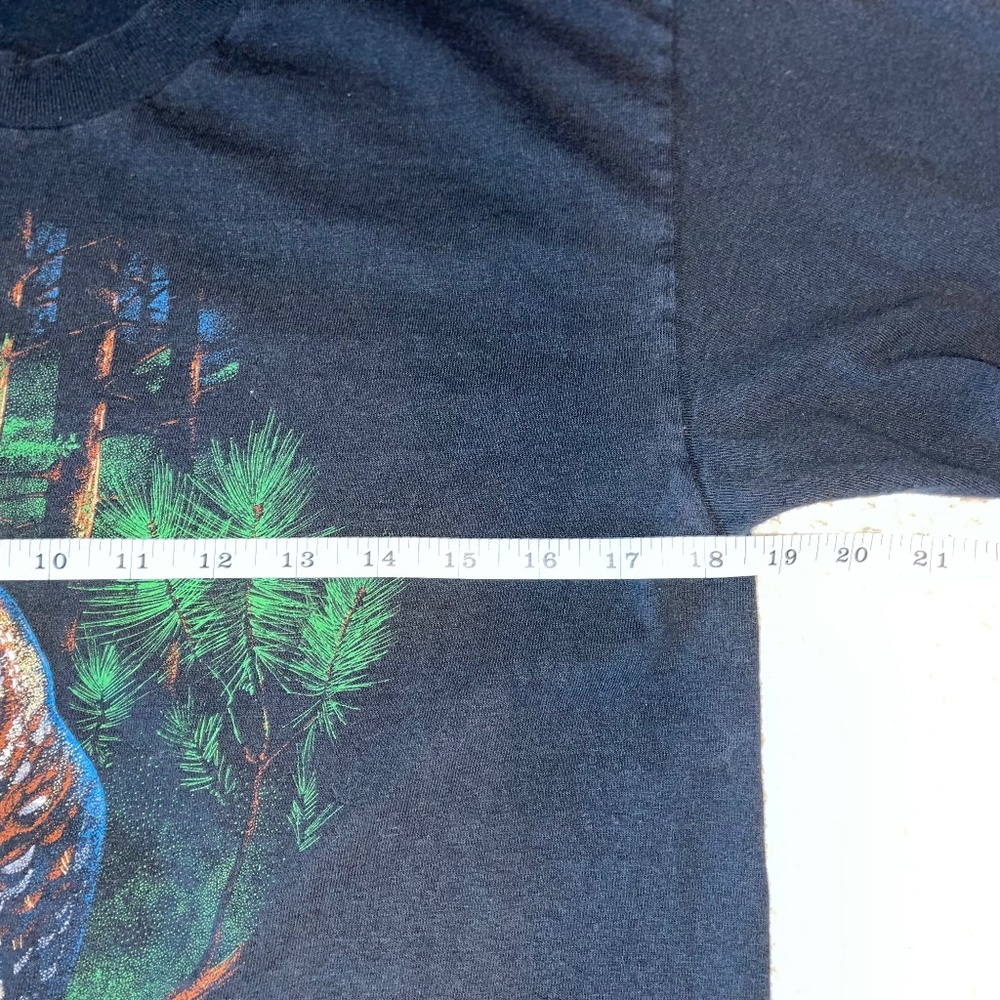 Graphic T-Shirt – Owl in Pine Tree – Faded Black – Men’s Small (No Tag) - Picture 4 of 9